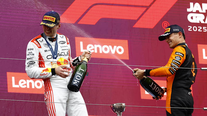 Verstappen (left) and Norris are locked in a tight battle atop the F1 standings. Verstappen (left) and Norris are locked in a tight battle atop the F1 standings.