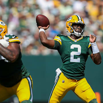 Green Bay Packers quarterback Malik Willis (2) passes the ball against the Indianapolis Colts on Sunday at Lambeau Field.