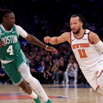 New York Knicks guard Jalen Brunson (11) drives to the basket