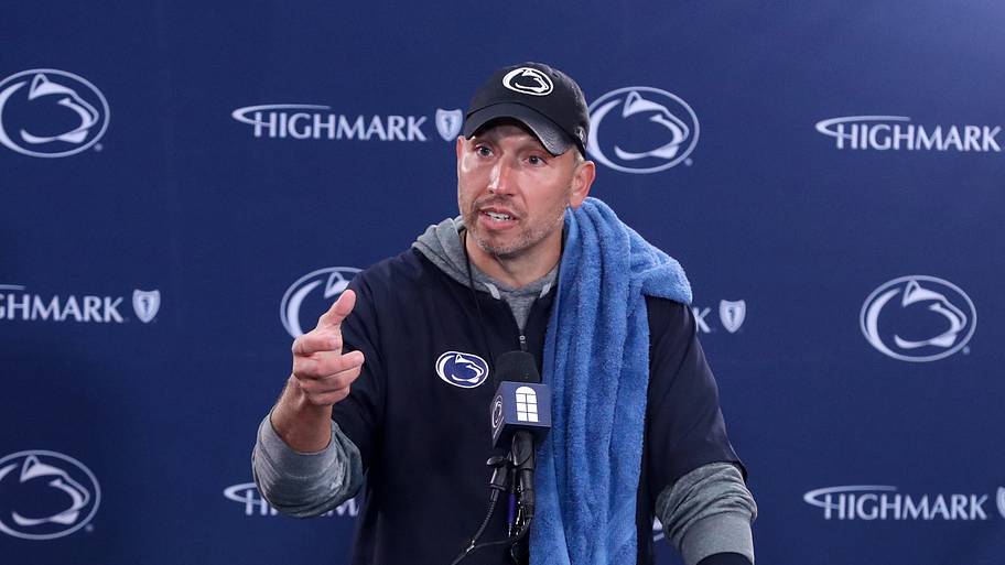 Penn State Nittany Lions coach Matt Campbell answers questions from the media.