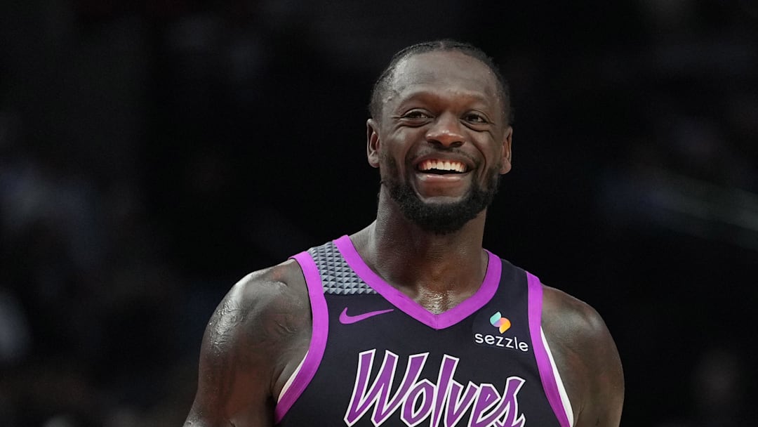 Feb 24, 2026; Portland, Oregon, USA; Minnesota Timberwolves forward Julius Randle (30) and Portland Trail Blazers guard Jrue Holiday (5) share a laugh during the second half at Moda Center. Mandatory Credit: Soobum Im-Imagn Images Feb 24, 2026; Portland, Oregon, USA; Minnesota Timberwolves forward Julius Randle (30) and Portland Trail Blazers guard Jrue Holiday (5) share a laugh during the second half at Moda Center. Mandatory Credit: Soobum Im-Imagn Images