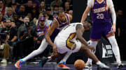 Apr 7, 2024; Phoenix, Arizona, USA;  Phoenix Suns forward Kevin Durant (35) and New Orleans Pelicans