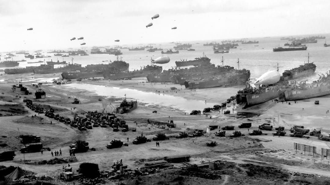 D-Day: The scene of the Allied invasion on the Normandy beaches in June 1944.