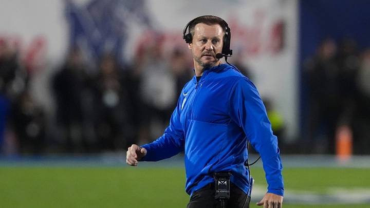 Memphis' head coach Ryan Silverfield walks to the sidelines after a timeout during the game between Memphis and Tulane at Simmons Bank Liberty Stadium in Memphis, Tenn., on November 7, 2025.