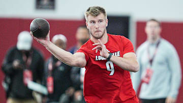 Louisville quarterback Tyler Shough during Pro Day at the UofL Football's Trager Indoor Practice Facility Tuesday, March 25, 2025.