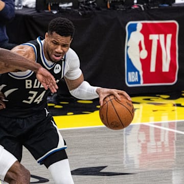 Giannis Antetokounmpo against the Indiana Pacers in Game 2. 