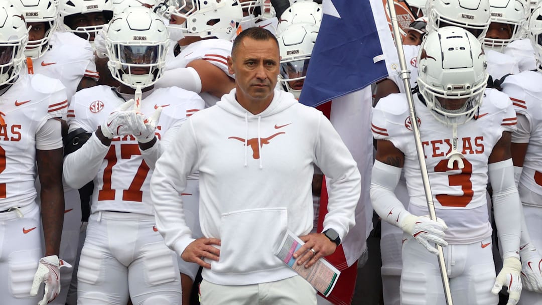 Texas Longhorns head coach Steve Sarkisian waits to lead his team onto the field prior to the game against the Mississippi State Bulldogs at Davis Wade Stadium at Scott Field.