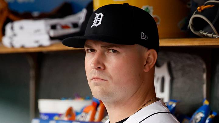 Detroit Tigers pitcher Tarik Skubal (29) in the dugout