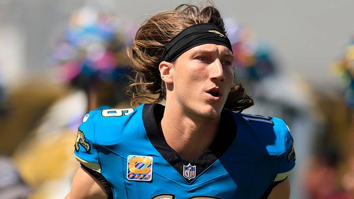 Jacksonville Jaguars quarterback Trevor Lawrence (16) is introduced before an NFL football matchup at EverBank Stadium on Sunday, Sept. 27, 2026, in Jacksonville, Fla. The Jaguars defeated the Patriots 35-6. [Corey Perrine/Florida Times‑Union]