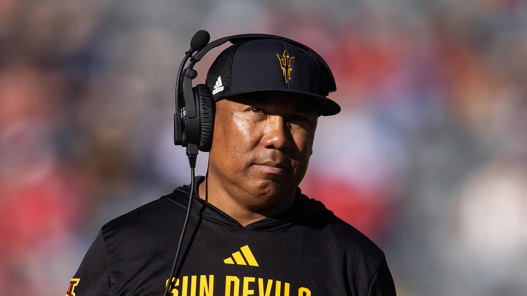 Nov 30, 2024; Tucson, Arizona, USA; Arizona State Sun Devils wide receivers coach Hines Ward against the Arizona Wildcats during the Territorial Cup at Arizona Stadium. Mandatory Credit: Mark J. Rebilas-Imagn Images