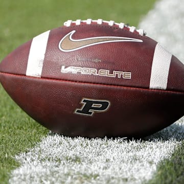 A football sits on the goal line