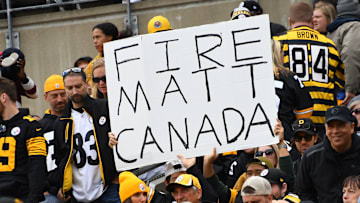 "Fire Matt Canada" sign, Baltimore Ravens v Pittsburgh Steelers