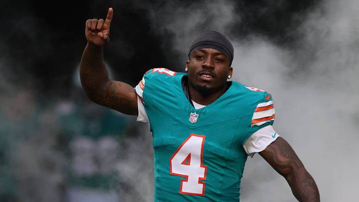 Dec 24, 2023; Miami Gardens, Florida, USA; Miami Dolphins cornerback Kader Kohou (4) runs on the field prior to the game Dallas Cowboys at Hard Rock Stadium. Mandatory Credit: Sam Navarro-USA TODAY Sports