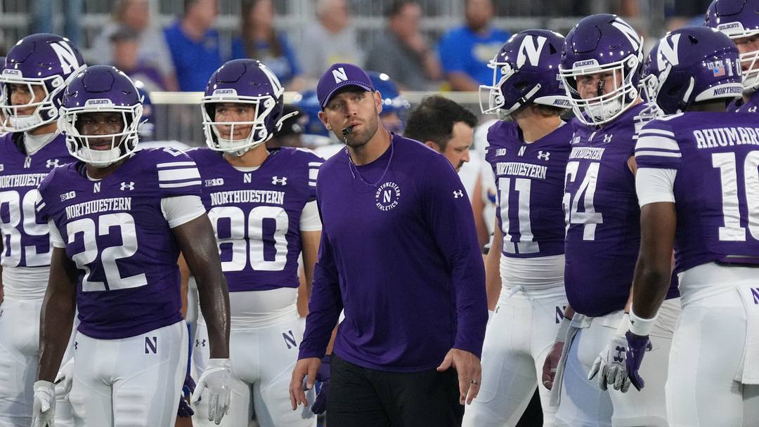 Sep 5, 2026; Evanston, Illinois, USA; Northwestern Wildcats head coach David Braun looks on from the sideline before a game against the South Dakota State Jackrabbits at Northwestern Medicine Field at Martin Stadium. Mandatory Credit: David Banks-Imagn Images Sep 5, 2026; Evanston, Illinois, USA; Northwestern Wildcats head coach David Braun looks on from the sideline before a game against the South Dakota State Jackrabbits at Northwestern Medicine Field at Martin Stadium. Mandatory Credit: David Banks-Imagn Images