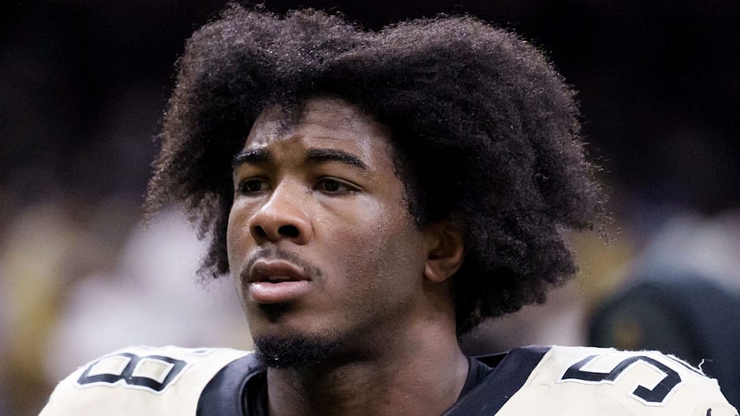 Sep 7, 2025; New Orleans, Louisiana, USA; New Orleans Saints defensive end Jonathan Bullard (58)  at Caesars Superdome. Mandatory Credit: Matthew Hinton-Imagn Images