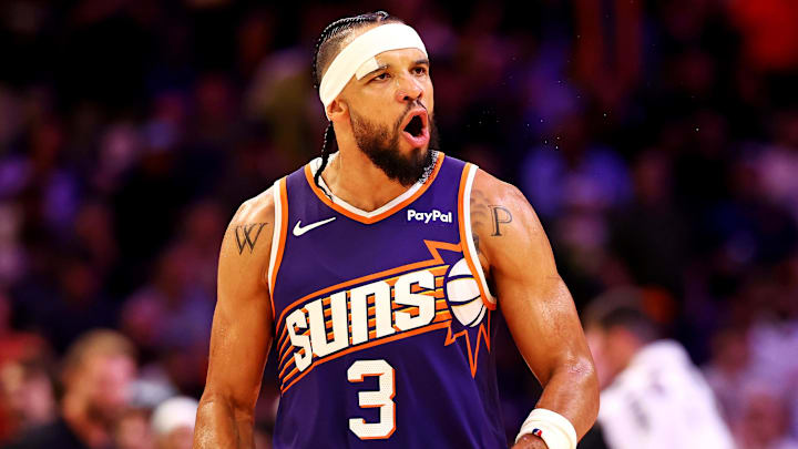 Phoenix Suns forward Dillon Brooks reacts to a play during the second half against the Sacramento Kings at the Mortgage Matchup Center.