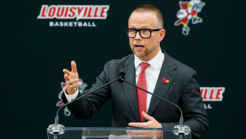 Louisville Basketball coach Pat Kelsey speaks as he is introduced as the new head coach of UofL Mens’s Basketball on Thursday, March 28, 2024