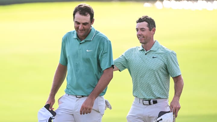 Scottie Scheffler and Rory McIlroy, pictured at the 2022 Tour Championship, are paired together in the first two rounds at the Olympics.