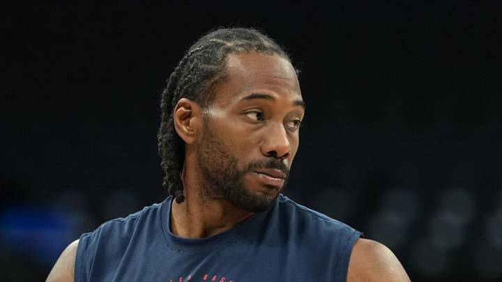 Apr 5, 2026; Sacramento, California, USA; LA Clippers forward Kawhi Leonard (2) before the game against the Sacramento Kings at Golden 1 Center. Mandatory Credit: Darren Yamashita-Imagn Images
