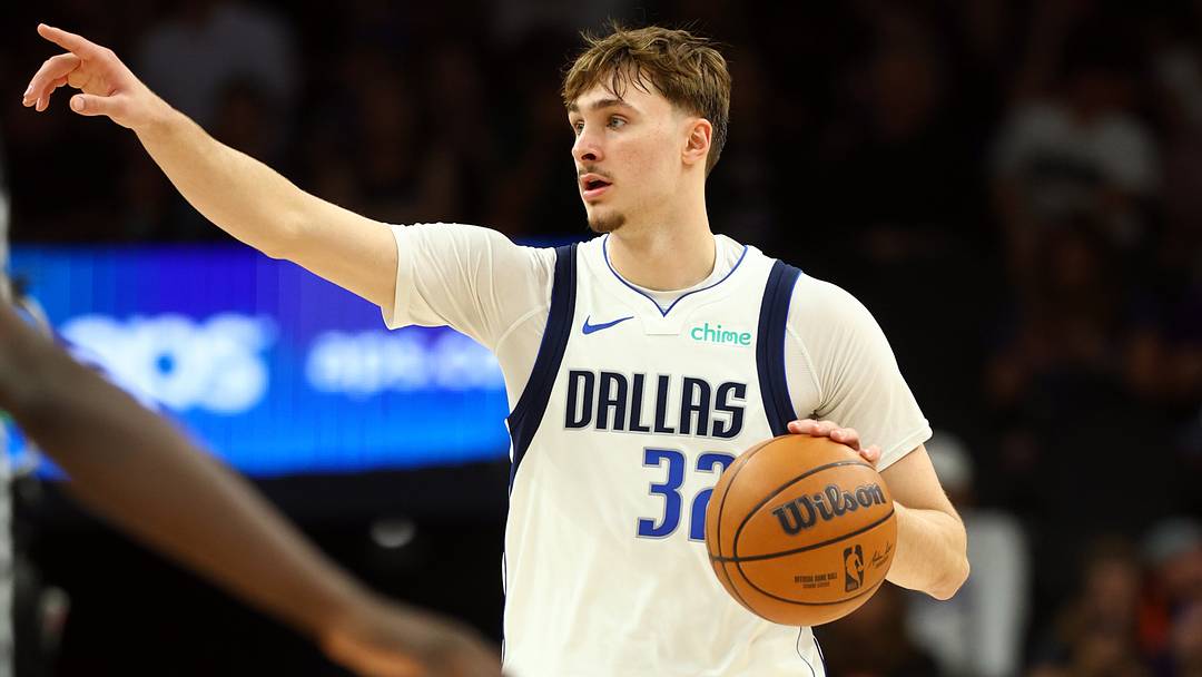 Apr 8, 2026; Phoenix, Arizona, USA; Dallas Mavericks forward Cooper Flagg (32) reacts Apr 8, 2026; Phoenix, Arizona, USA; Dallas Mavericks forward Cooper Flagg (32) reacts
