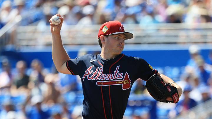 Mar 10, 2026; Dunedin, Florida, USA; Atlanta Braves starting pitcher JR Ritchie (92) throws a pitch during the first inning against the Toronto Blue Jays  at TD Ballpark. Mandatory Credit: Kim Klement Neitzel-Imagn Images