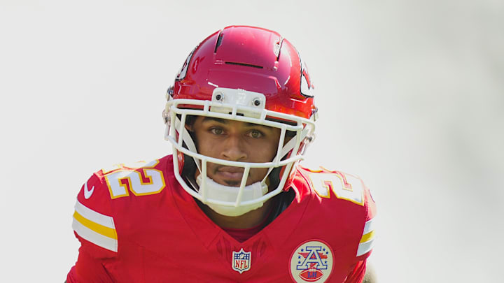 Kansas City Chiefs cornerback Trent McDuffie takes the field