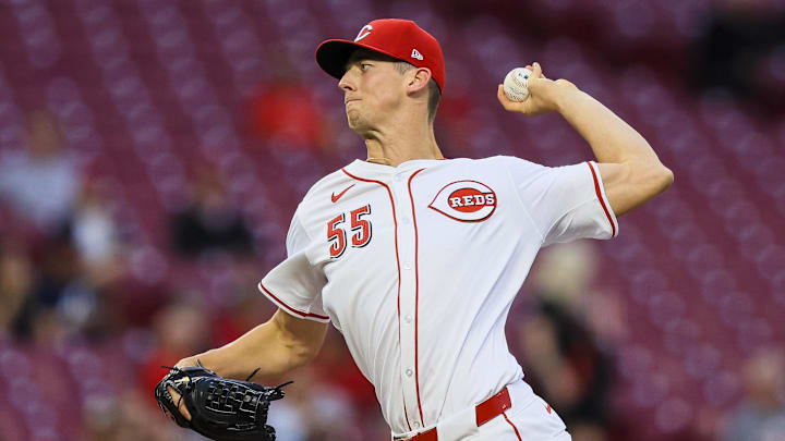 Cincinnati Reds starting pitcher Brandon Williamson (55) pitches