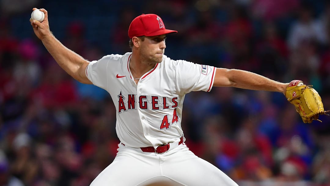 Los Angeles Angels pitcher Ben Joyce (44) throws