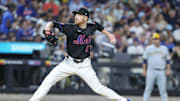 Jul 2, 2025; New York City, New York, USA;  New York Mets relief pitcher Richard Lovelady (57) pitches in the seventh inning against the Milwaukee Brewers at Citi Field. Mandatory Credit: Wendell Cruz-Imagn Images