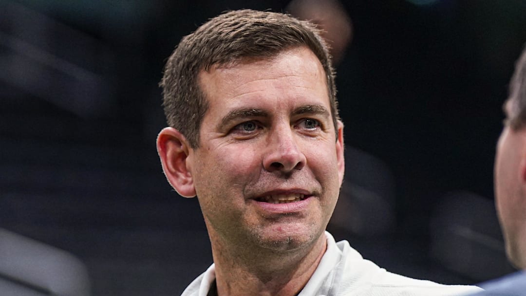 Feb 6, 2025; Boston, Massachusetts, USA; Boston Celtics general manager Brad Stevens on the court before the start of the game against the Dallas Mavericks at TD Garden. Mandatory Credit: David Butler II-Imagn Images
