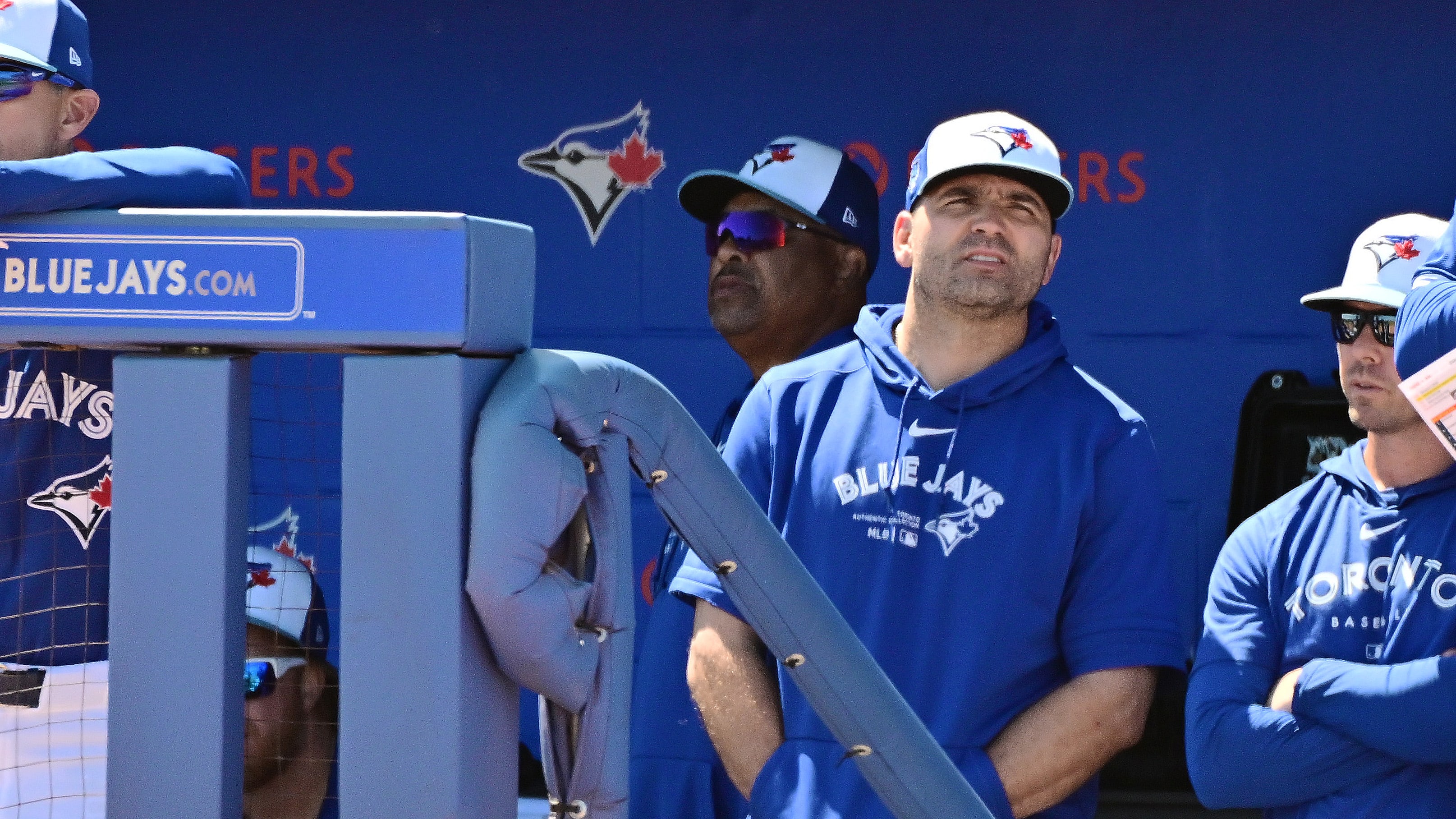 Toronto Blue Jays first baseman Joey Votto in the dugout during a Spring Training game against the Baltimore Orioles.