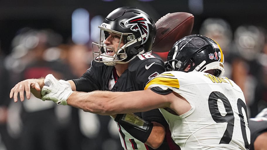 Cousins was unable to deal with the Steelers' pass rush, coming off a torn Achilles in 2023 with the Vikings. | Dale Zanine-Imagn Images