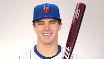 Feb 22, 2024; Port St. Lucie, FL, USA;  New York Mets outfielder Drew Gilbert (89). Mandatory Credit: Jim Rassol-Imagn Images
