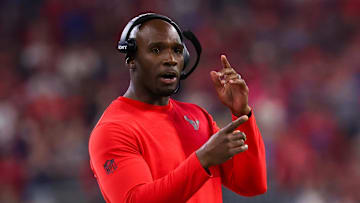 Nov 20, 2025; Houston, Texas, USA;Houston Texans head coach DeMeco Ryans coaches against the Buffalo Bills  in the second half at NRG Stadium. Mandatory Credit: Thomas Shea-Imagn Images