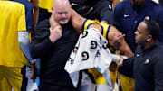 Indiana Pacers guard Tyrese Haliburton after an injury against the Oklahoma City Thunder during the 2025 NBA Finals