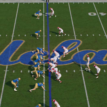 Indiana and UCLA's football teams do battle in a simulated game on the EA Sports College Football 25 video game.