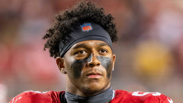 August 19, 2023; Santa Clara, California, USA; San Francisco 49ers linebacker Dee Winters (53) after the game against the Denver Broncos at Levi's Stadium. Mandatory Credit: Kyle Terada-USA TODAY Sports