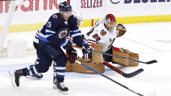 The Jets will host the Blackhawks in Monday night NHL action.
