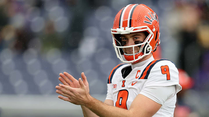 Illinois quarterback Luke Altymer prepares for Saturday's matchup against the Washington Huskies at Husky Stadium in Seattle, WA.