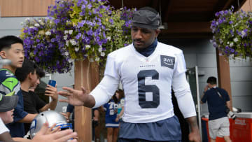Jul 30, 2023; Renton, WA, USA; Seattle Seahawks safety Quandre Diggs (6) interacts with fans prior