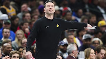  Los Angeles Lakers head coach JJ Redick reacts during the game against the Dallas Mavericks at American Airlines Center.