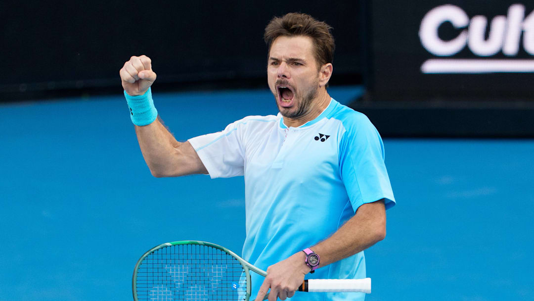 Stan Wawrinka celebrates at the 2026 Australian Open.