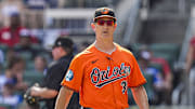 Jul 5, 2025; Cumberland, Georgia, USA; Baltimore Orioles interim manager Tony Mansolino (36) on the field during the game against the Atlanta Braves at Truist Park. Mandatory Credit: Dale Zanine-Imagn Images