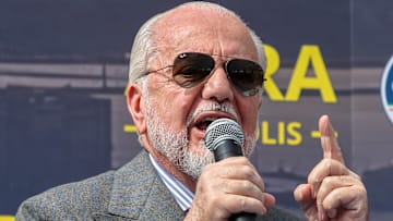SSC Napoli president Aurelio De Laurentiis speaking during...