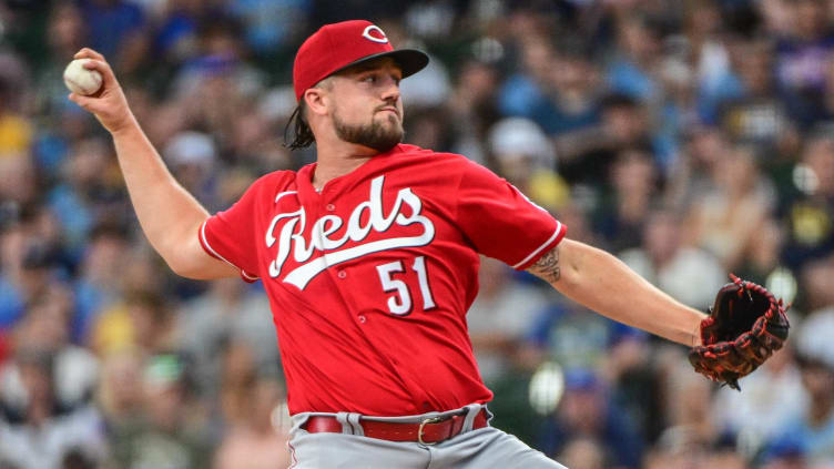 Cincinnati Reds pitcher Graham Ashcraft (51) throws a pitch.