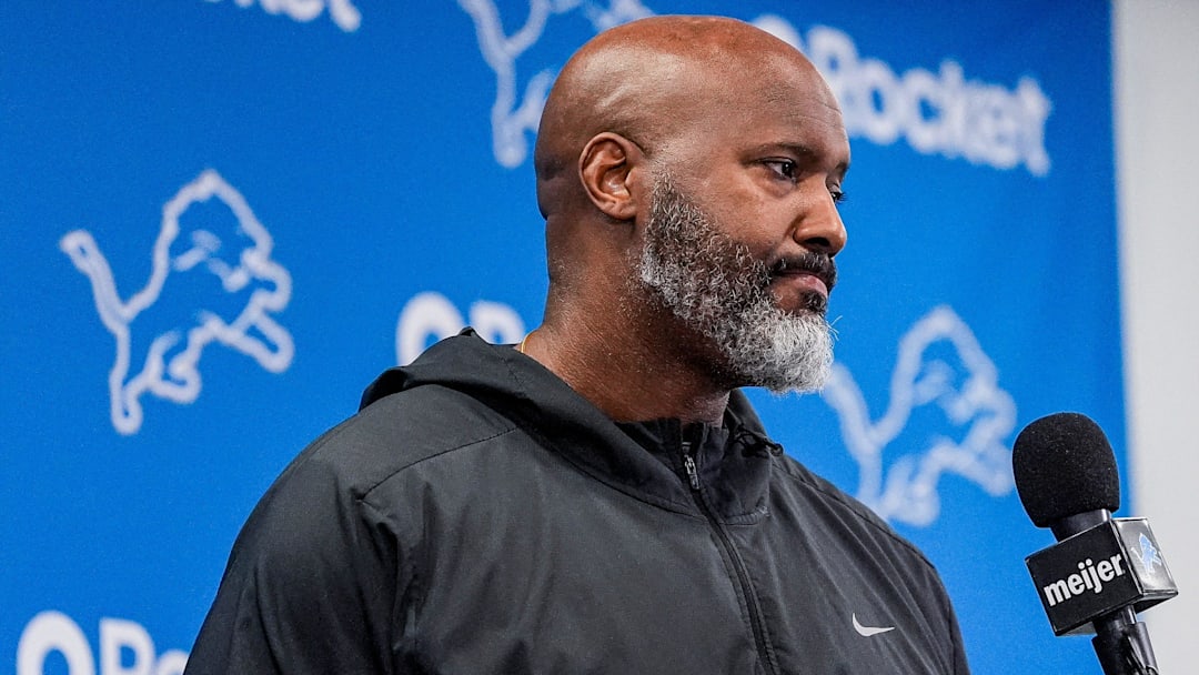 Detroit Lions executive vice president and general manager Brad Holmes speaks during media availability at Meijer Performance Center in Allen Park on Thursday, Jan. 8, 2026. Detroit Lions executive vice president and general manager Brad Holmes speaks during media availability at Meijer Performance Center in Allen Park on Thursday, Jan. 8, 2026.