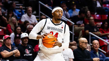 San Diego State Aztecs guard Taj DeGourville (24).