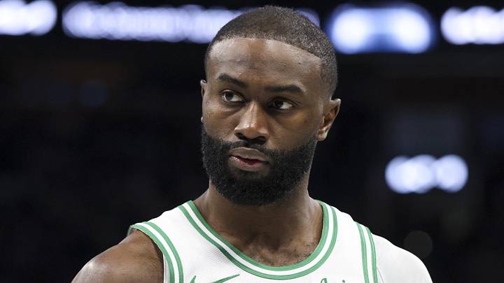 Nov 7, 2025; Orlando, Florida, USA; Boston Celtics guard Jaylen Brown (7) looks on against the Orlando Magic in the second quarter at Kia Center. Mandatory Credit: Nathan Ray Seebeck-Imagn Images