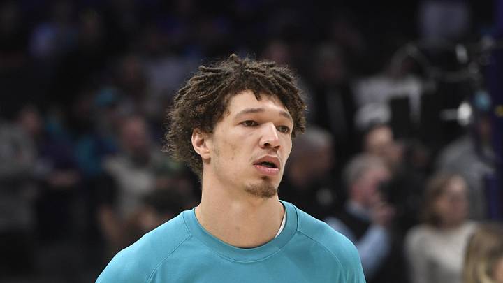 Mar 3, 2026; Charlotte, North Carolina, USA;  Charlotte Hornets forward Tidjane Salaun (31) warms up before a game against the Dallas Mavericks the Spectrum Center. Mandatory Credit: Sam Sharpe-Imagn Images