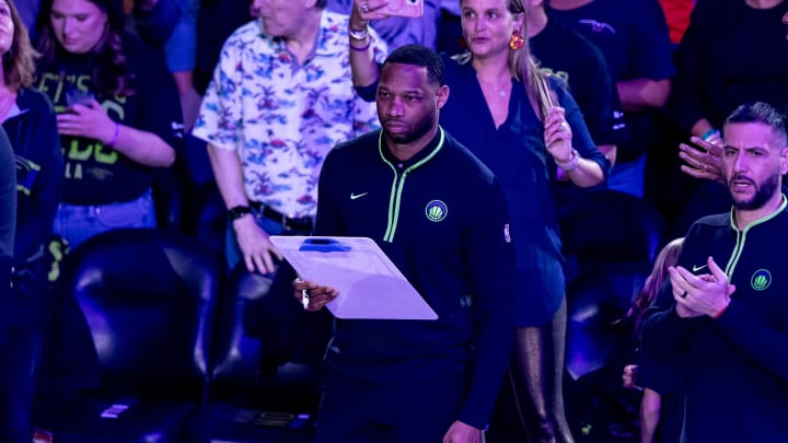 Apr 29, 2024; New Orleans, Louisiana, USA; New Orleans Pelicans head coach Willie Green looks on against th e Oklahoma City Thunder during game four of the first round for the 2024 NBA playoffs at Smoothie King Center. Mandatory Credit: Stephen Lew-USA TODAY Sports